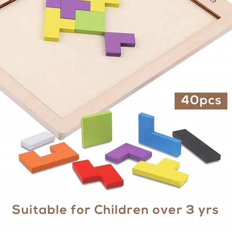 3D Colorf Деревянные Пазлы настольные Игрушки Tangram головоломка Пазлы для детей тетрис игра Развивающие игрушки для малышей деревянный подарок