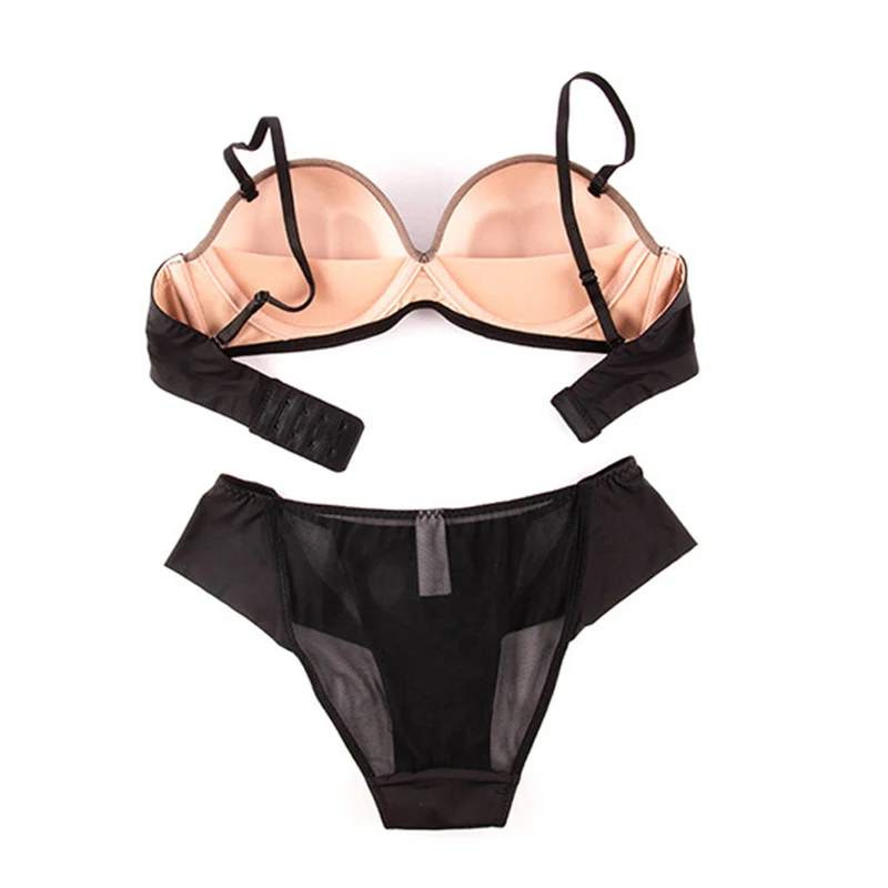 Комплект женского нижнего белья бюстгальтер пуш ап с открытыми чашками и