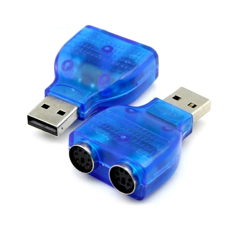 Hot Sale PS/2 Dual PS/2 Mini Din 6Pin 2.0 Laptop USB Male Converter Adapter  To PS2  Female