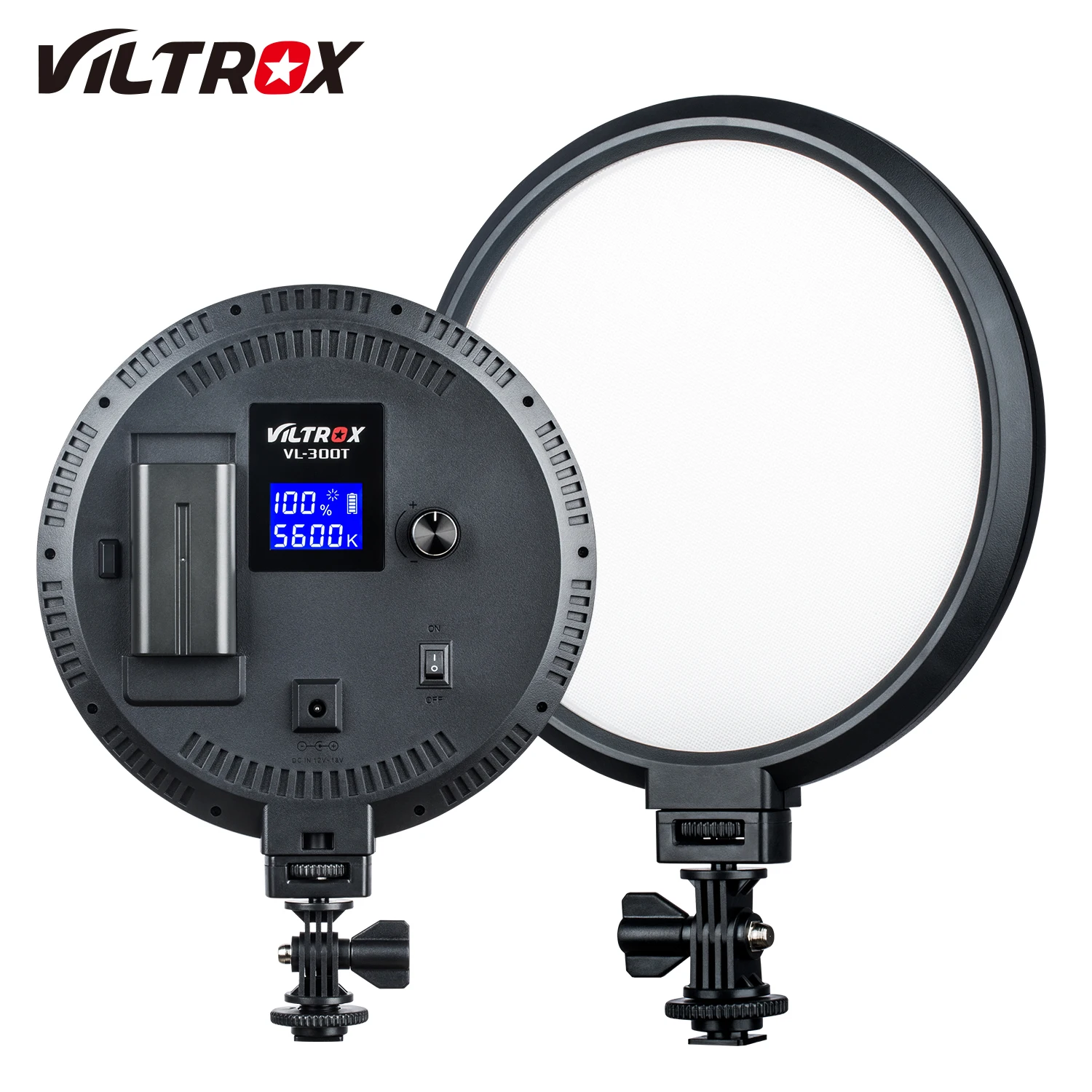 Viltrox VL-300T 3300K-5600K 18W CRI 95+ 7 Inch al Ultrathin Bi-Color Dimmable Circular LED Video Light for Camera Photography