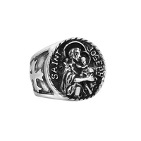 european and american hot sale religious ring carved virgin male ring personality retro