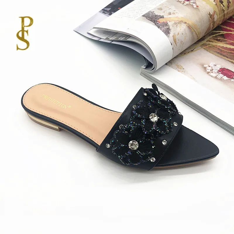 Women's Sequin slippers women's French flat shoes flower woman shoe | Обувь