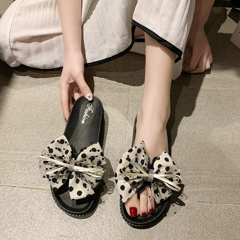 

Bowknot Sandals Women Summer PVC Black Flat Shoes Women Bowknot Slippers Sandals Casual Outdoor Shoes Fashion Platform Sandals