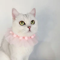 cute lace princess cat collar pet necklace accessories puppy chihuahua kitten collars with balls adjustable pets bowtie gift