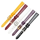 Ремешок маленький женский из натуральной кожи, цветной блестящий браслет для наручных часов с высокой яркостью, 6 мм 8 10 мм 12 мм 14 мм 16 мм