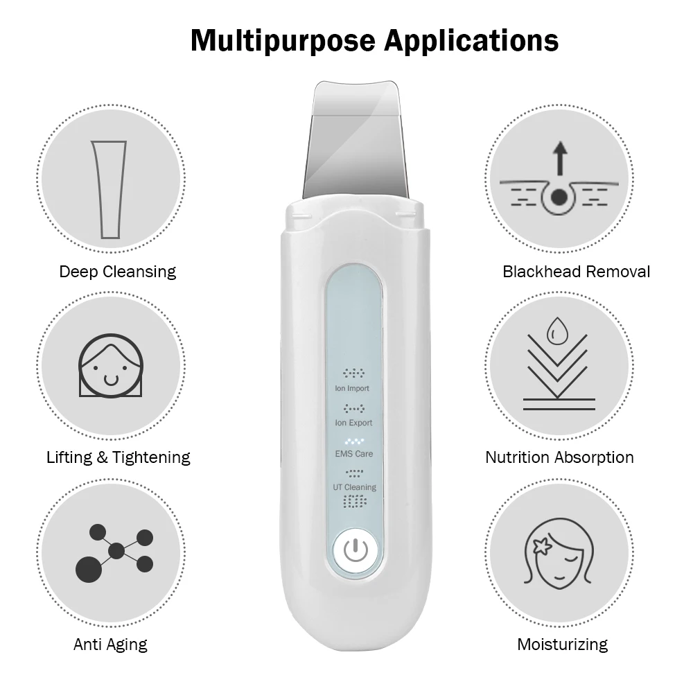 

Ultrasonic Facial Cleaning Skin Scrubber Vibration Massage Acne Blackheads Remover Peeling Whitening Skin Face Lifting care Tool