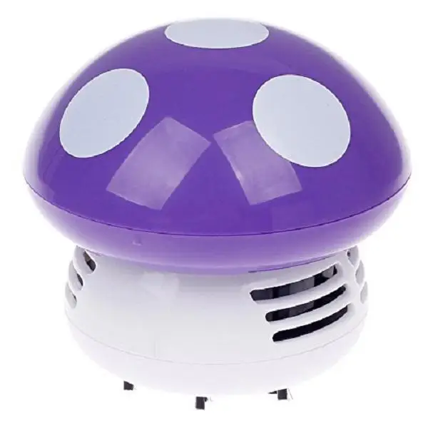 

2x Mini Dust Vacuum Cleaner Mushroom Corner Desk Table Sweeper Funny Purple