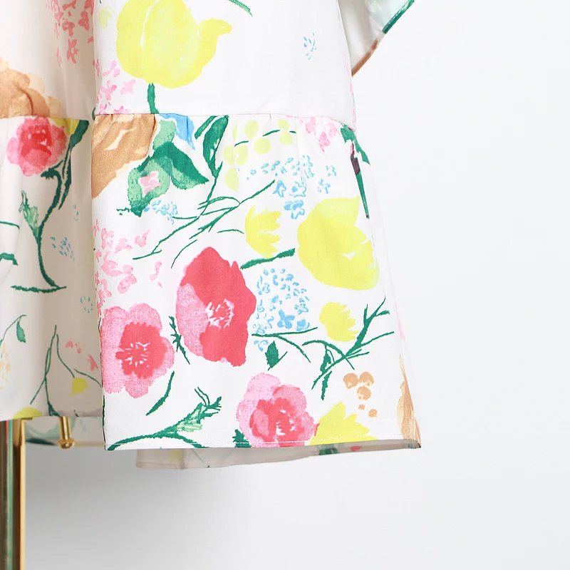 

SISPELL Print Patchwork Ruffle Dresses For Girls O Neck Puff Sleeve High Waist Loose Women's Casual Dress 2020 Fashion Autumn