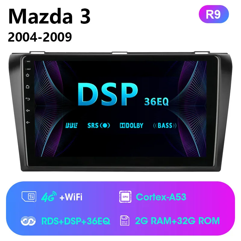 4G wifi with RDS DSP Android 8,1 2 din Автомобильный Радио мультимедийный плеер для Mazda 3 2004-2009 maxx axela RDS DSP навигация gps головное устройство авто стерео - Цвет: 4G wifi with RDS DSP