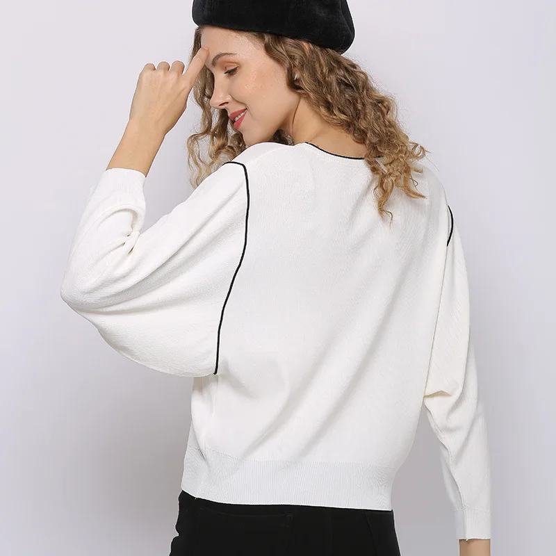 

2020 Spring Autumn Sweater Women Clothing Three Quarter Sleeve Knitted Pullover O-Neck Casual Tops Loose Casual Knitwear TA501