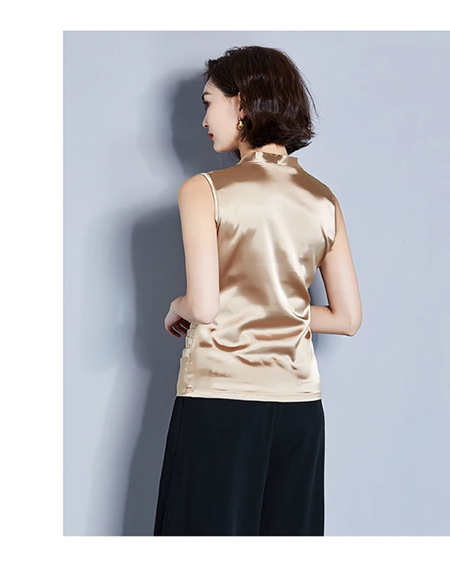 

Korean Fashion Silk Women Blouses Satin Sleeveless Pink Women Shirts Plus Size XXL Blusas Femininas Elegante Ladies Tops