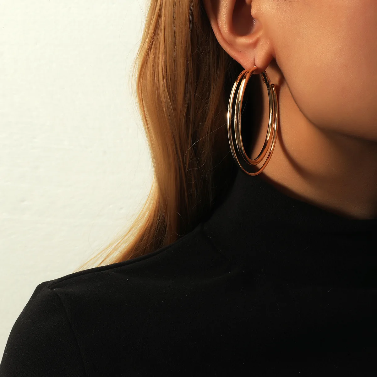 

New Fashion Punk Big Size Hoop Earrings Trendy Party Exaggerated Gold Silver Color Round Circle Earrings for Women Jewelry