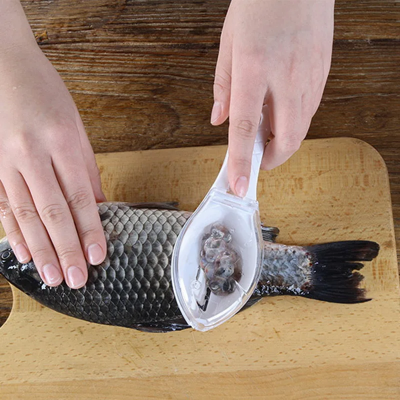 New Fish Skin Brush Scraping Fishing Scale Graters Fast Remove Knife Cleaning Peeler Scaler With Device | Дом и сад