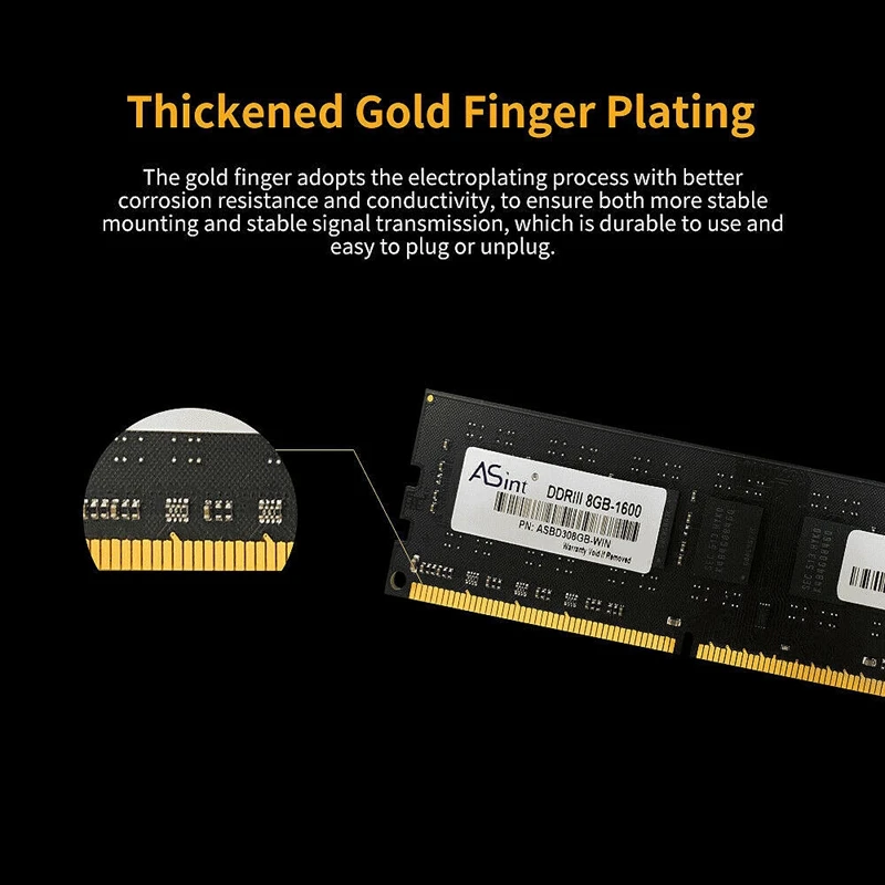 ASint DDR3 8 Гб Ram 1600 МГц настольная память с теплоотводом 240Pin низкая мощность |