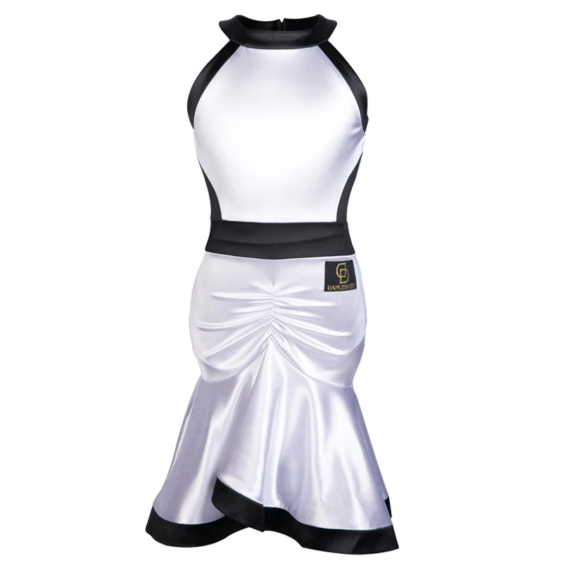 White Dress Новые Детские платья для девочек, белое платье для соревнований танцевальные костюмы для девушек, платье для сальсы, платье для латинских танцев, BL2518 - Цвет: White Dress