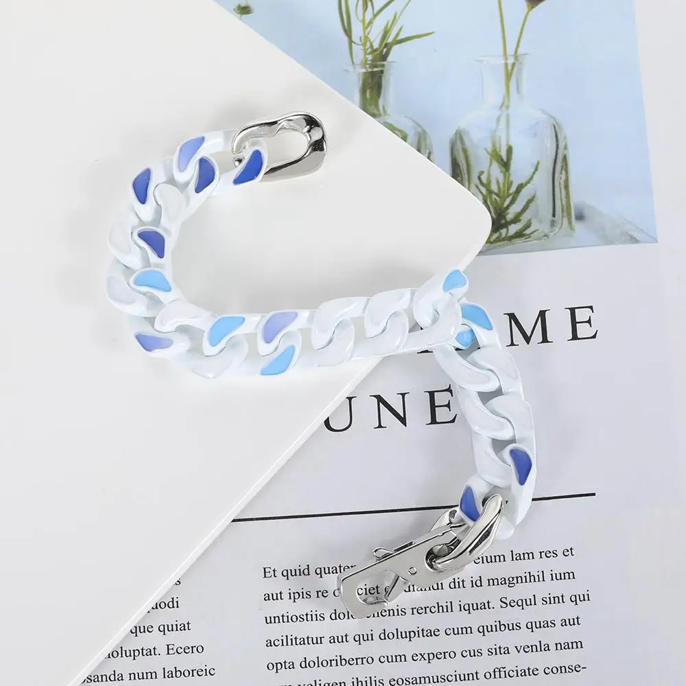 

2021 New Cuban Bracelet For Men Stainless Steel Painted Charms Bangle European American Luxury Fashion Boys Party Cuffs Jewelry