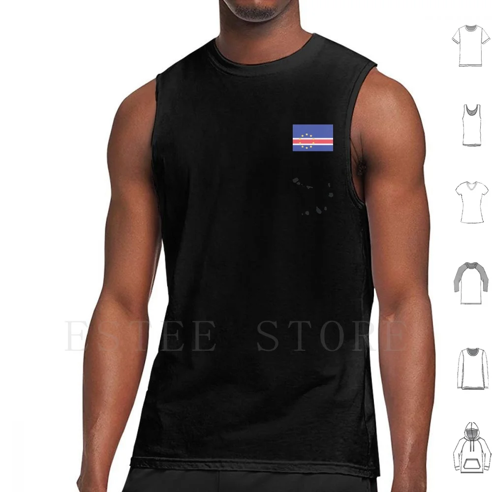 

Cape Verde Tank Tops Vest Cotton Flag Flat Material Pole Long Shadow Stylish Beautiful Map Africa African Cape Verde Cabo