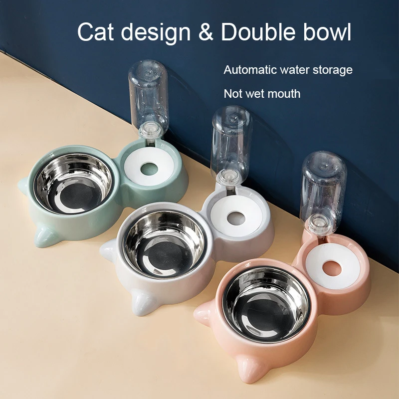 

NEW Pet Dogs Cats Double Bowls Food Water Feeder Container Dispenser for Dogs Cats Drinking High Quality Pet Products
