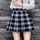 Осенне-зимняя тонкая мини-юбка, черная школьная форма, трапециевидные юбки, модная женская английская эластичная клетчатая плиссированная юбка с высокой талией