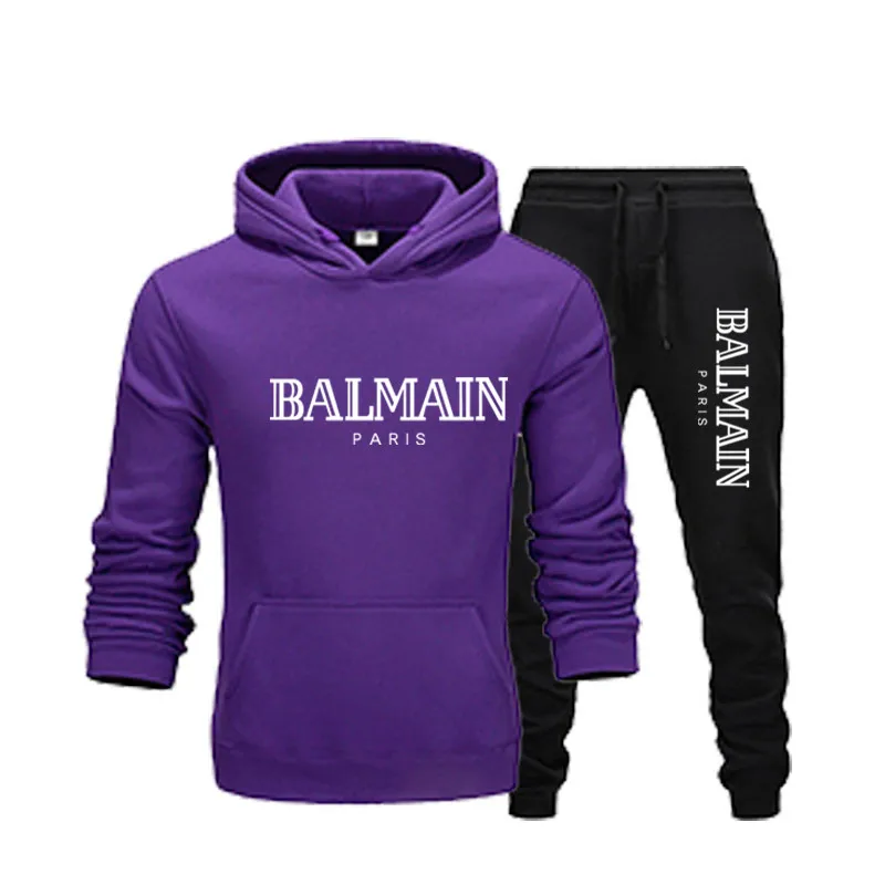 

Fashion Brand Hoodie Pullover Suit Men/Women Winter Warm Fleece Hoodie Pullover + Sweatpants Suit Street Hip-Hop Clothing 2020