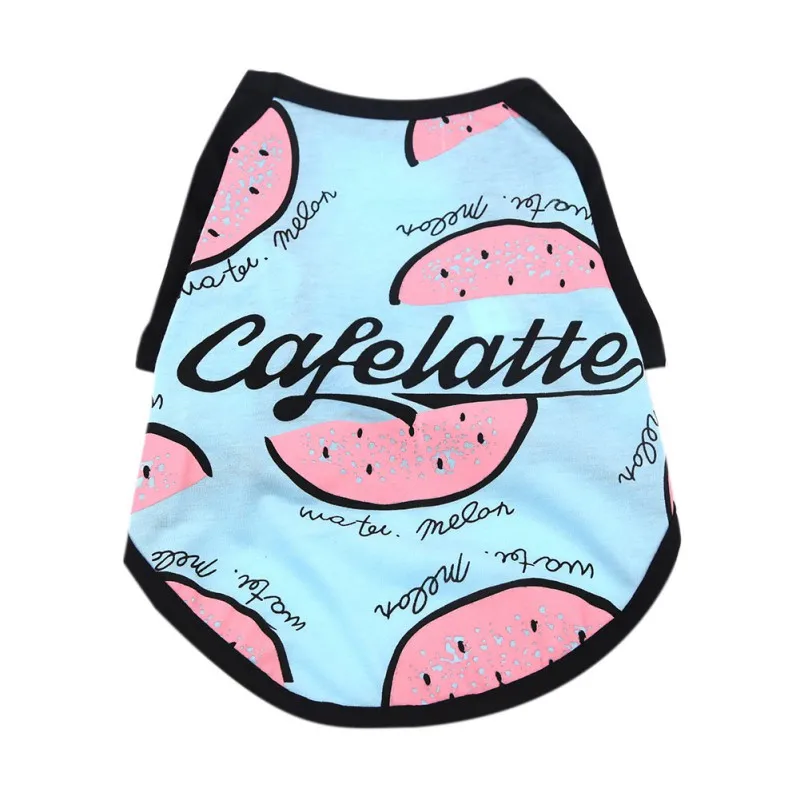

Pet Dog Summer Vest Breathable Thin T-Shirt Printed Fruit Cherry Banana Watermelon Pattern Leisure Stylish Clothing Dog Clothes