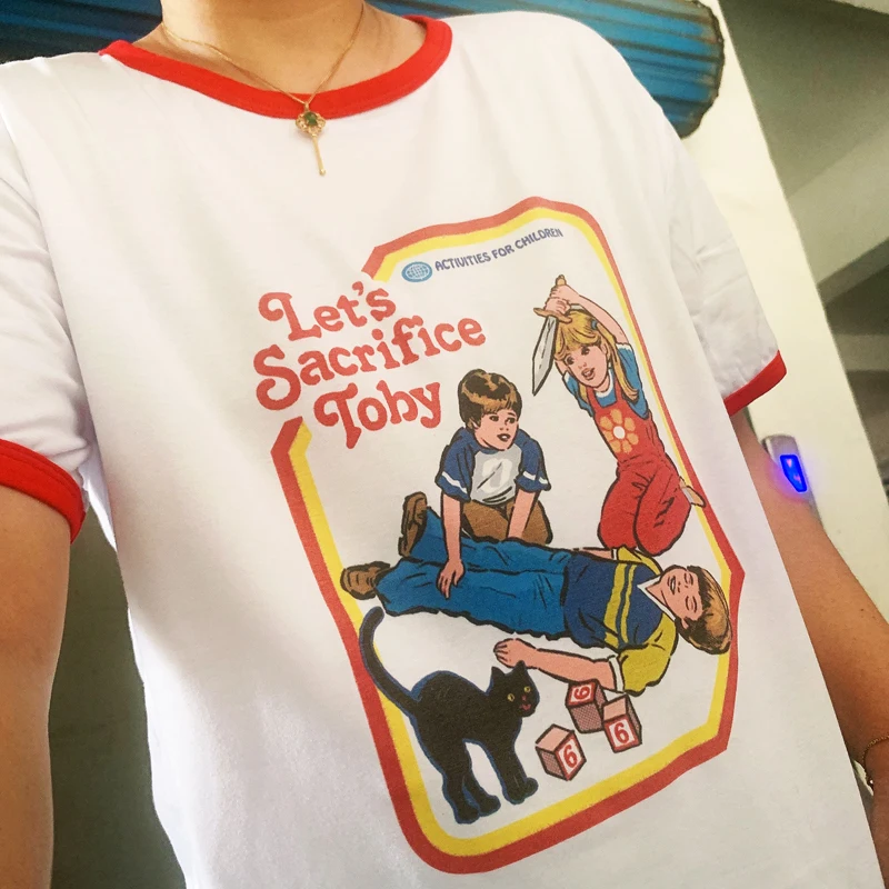 

Милая женская рубашка sunfiz Sacrifice с мультяшным принтом в стиле ретро, футболки с рисунком в виде Рингера, повседневные футболки с коротким рук...