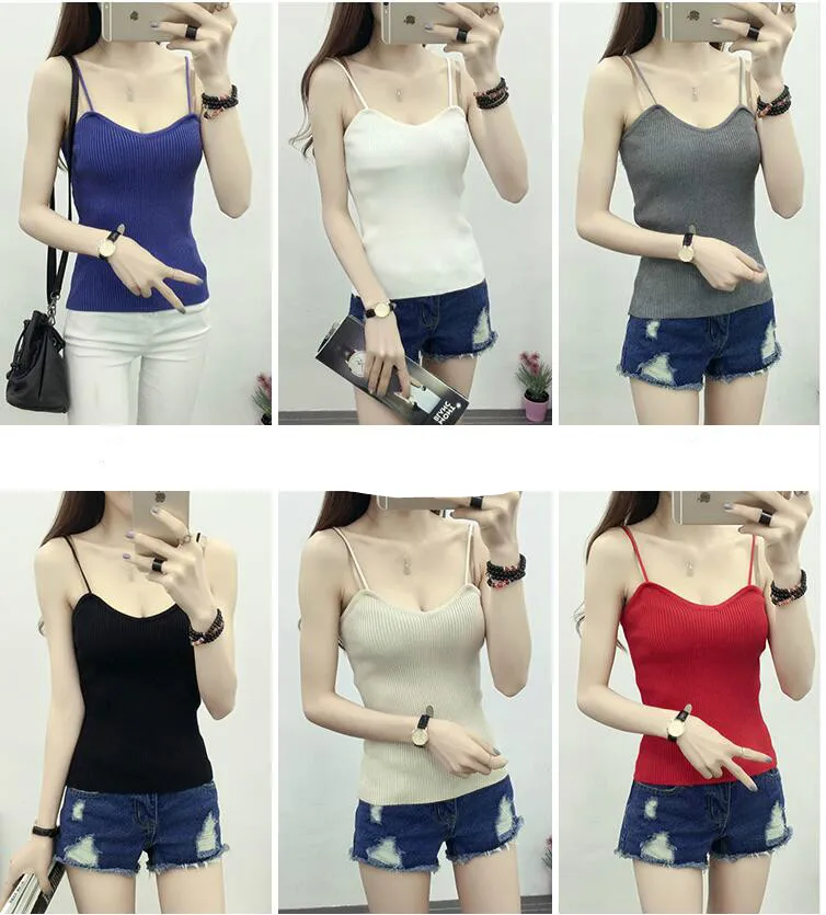Вязаный укороченный топ женская летняя Новинка 2019 повседневная майка одежда с v