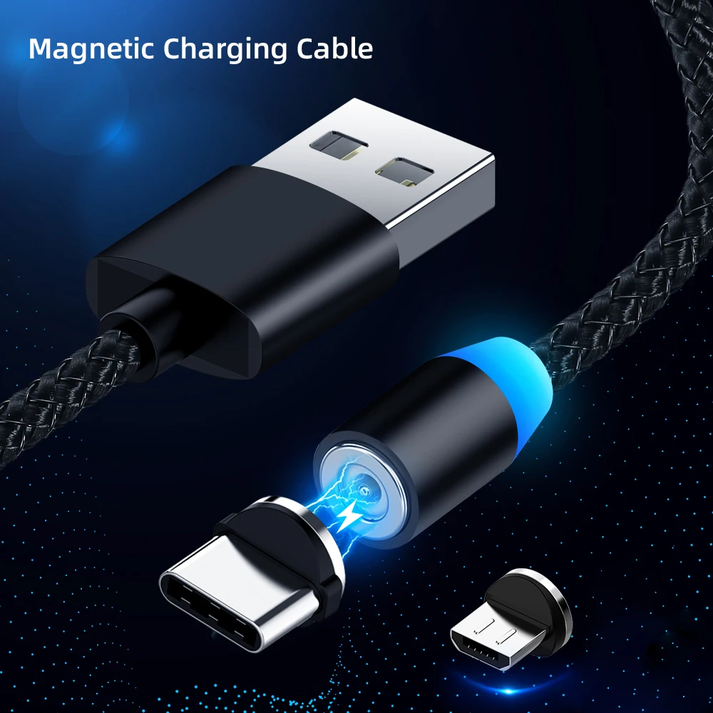Магнитный USB кабель светодиодный Micro usb type C кабель для быстрой зарядки телефона код зарядного устройства для samsung huawei Xiaomi USB-C кабели