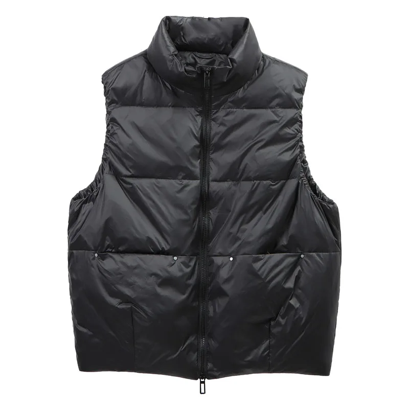 

Winter Down Vest Women Short Sleeveless Vest Jacket Female White Down Coat 2021 new Casual Stand-up collar Waistcoat