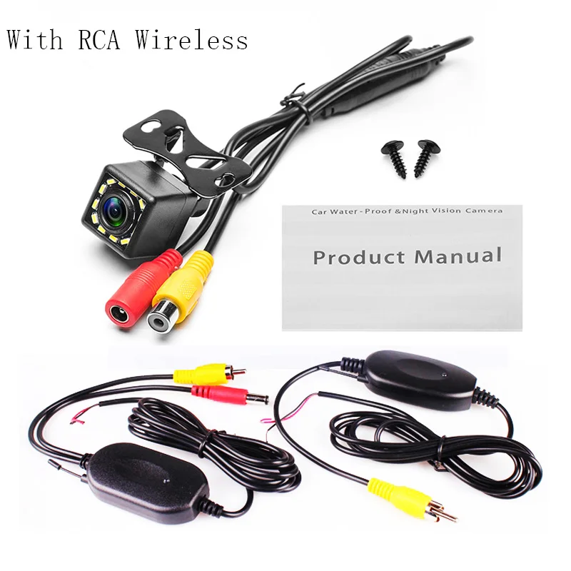 12LED Wireless RCA IaotuGo 4 светодиодный проводной/беспроводной задний Камера заднего вида HD CCD камера 140 угол 2,5 мм разъем/RCA/монитор/зеркало опционально - Название цвета: 12LED Wireless RCA