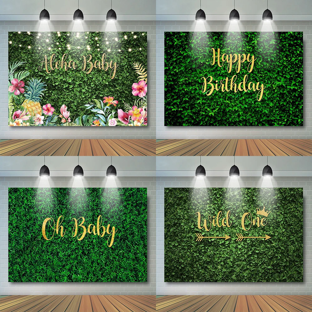 

Grass Land Birthday Background Party Props On Baby Wild One Decoration Customzie Name Backdrop Flowers Floral Baby Photostudio