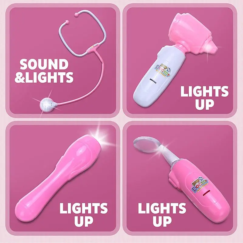 

21-39Pcs Toys for Children Girl Boy Kids Pretend Play Doctor Toys Medical Kit Dentist Medicine Box Sets Cloth Bag Packing Games