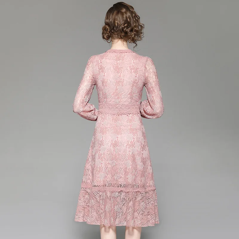 Женское элегантное кружевное платье весна-лето длинное черное розовое в