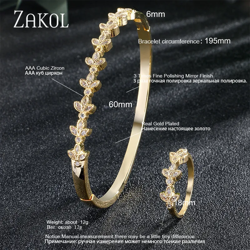 ZAKOL новый элегантный кубический цирконий цветок рыбья кость Свадебные ювелирные