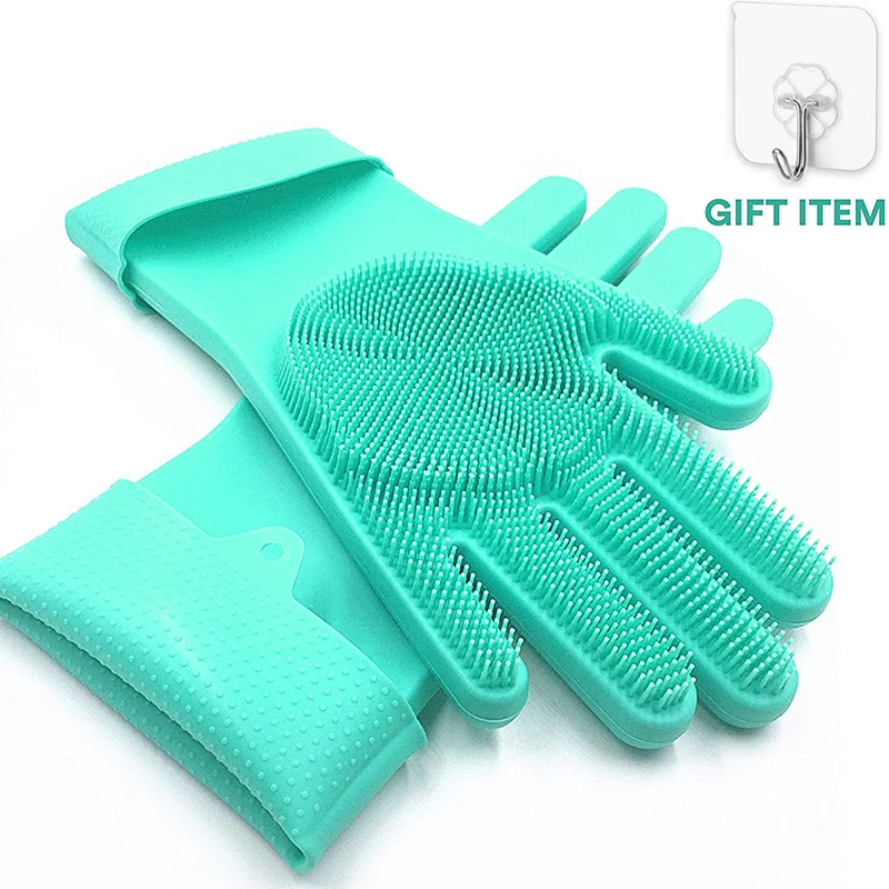 

1 Pair Multifunction Magic Silicone Cleaning Sponge Gloves Dish Silicone Washing Rubber Scrub Gloves for Kitchen Cleaning Weight
