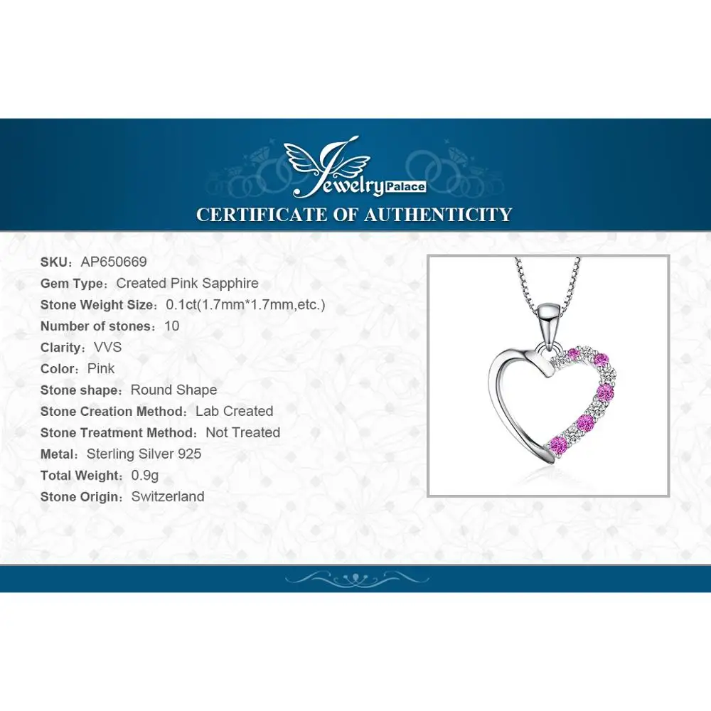 Женский кулон из серебра 925 пробы с розовым сапфиром Нет цепей |