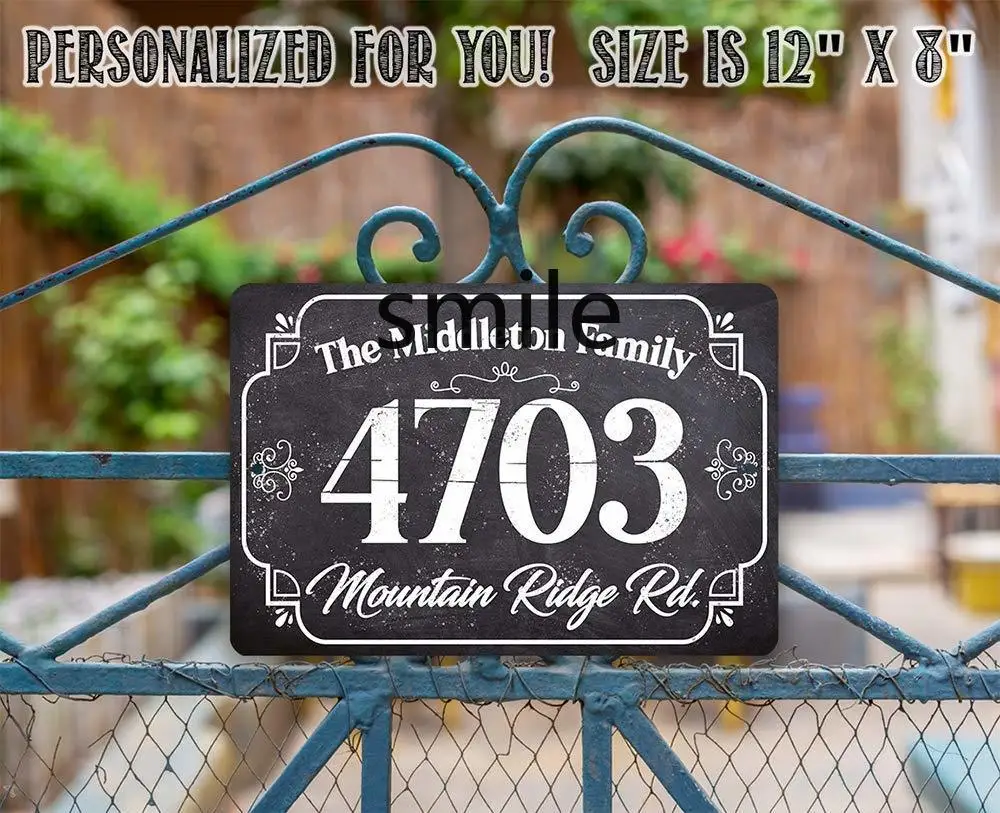 Персонализированный Металлический адрес табличка-прямоугольный прочный