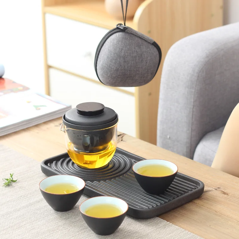 

Japanese Quick Cup Fair Cup Travel Kung Fu Tea Set Set Portable One Pot Fills Three Cups