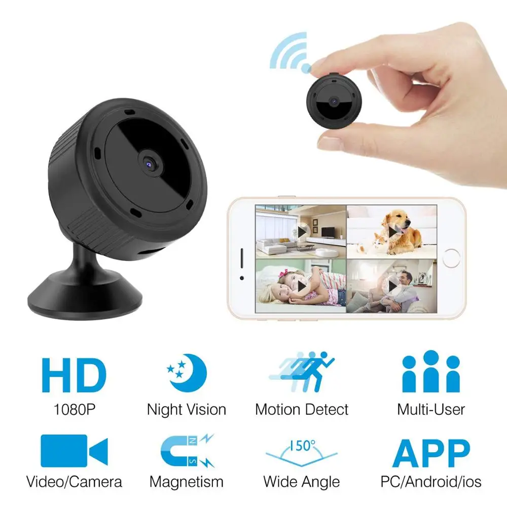 шпионская камера скрыта Экшн-камера с Wi-Fi подключением Камера 1080P HD ИК Ночное