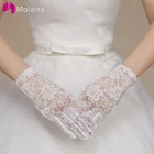 Атласные свадебные перчатки Molans, свадебная заколка цвета слоновой кости с коротким кружевом, аксессуары для свадьбы длиной до запястья, 4 цвета
