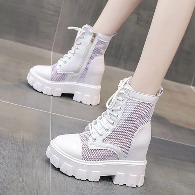 

Thick bottomed Martin women's summer thin breathable mesh hollow boots 2021 new inner high net women's Boots
