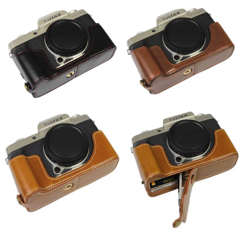 

XT200 Camera Bag PU Leather Half Body Set Cover For For Fujifilm Fuji X-T200 XT200 Bottom Case With Battery Opening
