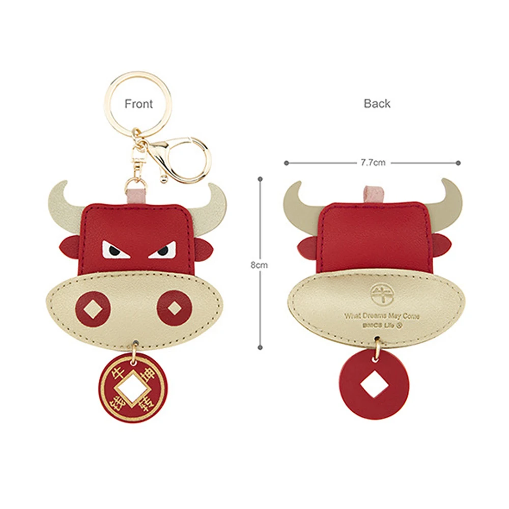 

Cute PU Leather Cow Doll Keychain Lovely Cartoon OX Dairy Lovers Car Key Ring Girl Lucky Cattle Bag Pendant Accessories