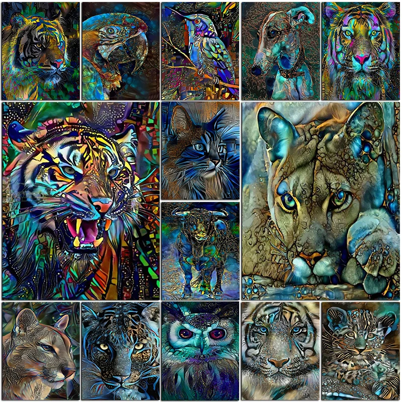 

5D Diy Aniamls Diamond Painting Tiger Owl Full Square/Round Diamont Embroidery Lion Mosaic Handwork Cross Stitch Home Decoration