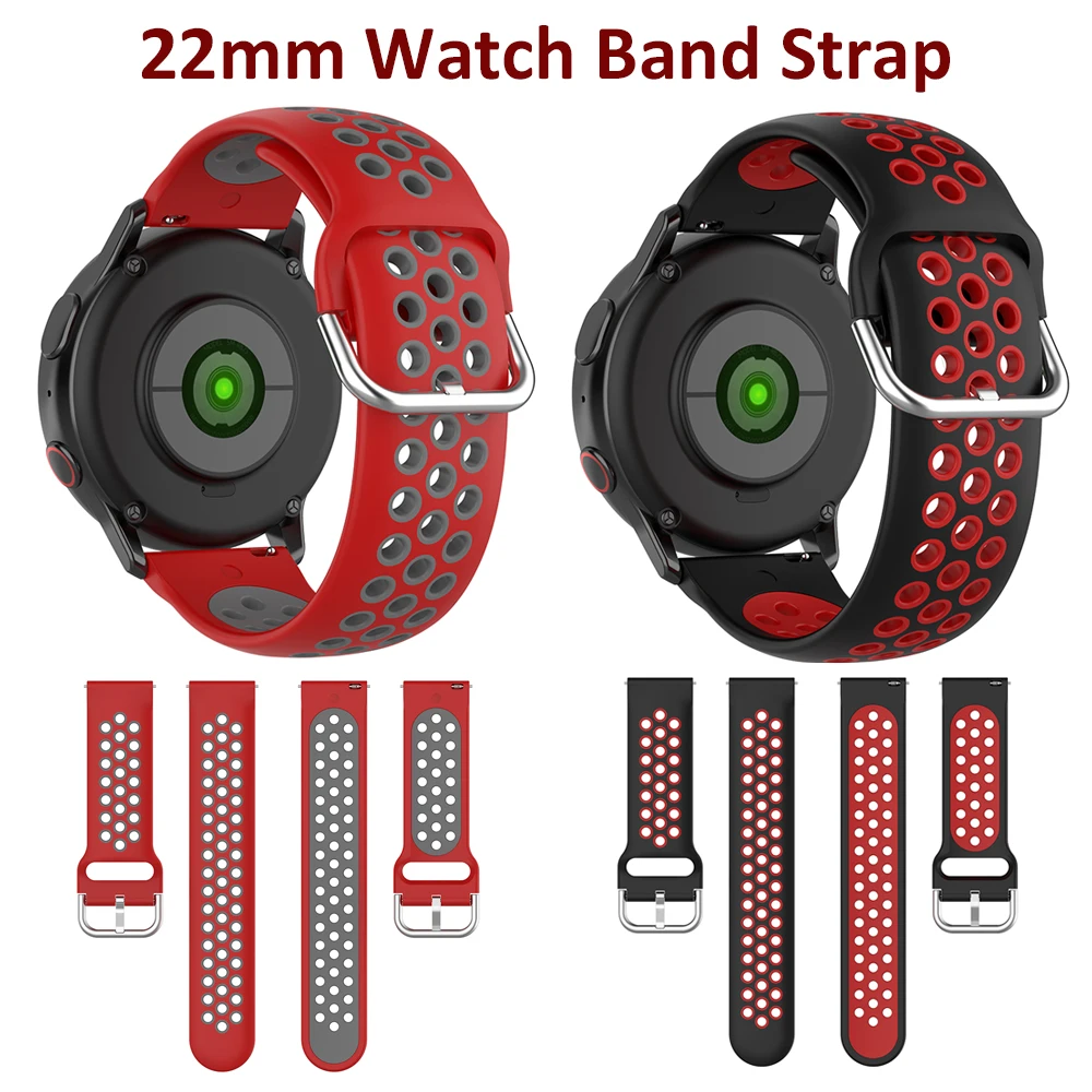 

Silicone Sport Watch Strap Fit 22mm Band for Samsung Gear S3 Galaxy Watch 46mm Huawei Watch GT 46mm Ticwatch Pro S2 E2 Wristband