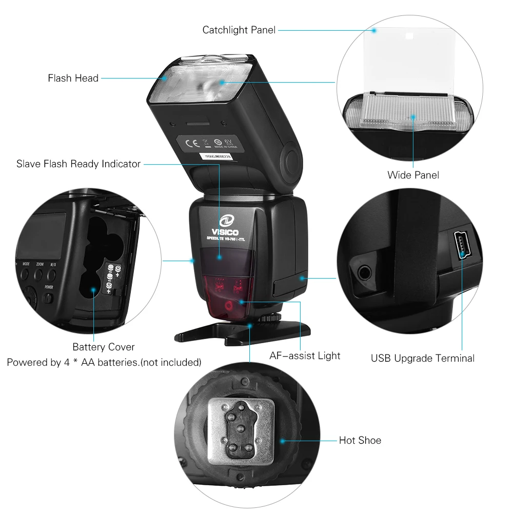 Вспышка для камеры VISICO Speedlite вспышка с режимом TTL 2 4G беспроводным триггером