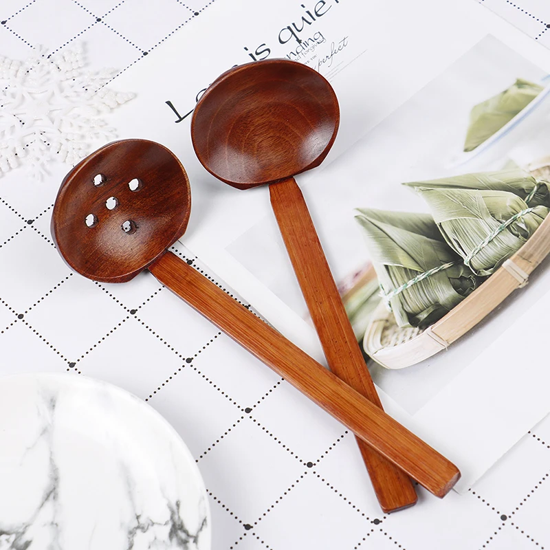 

1Pc Japanese Style Long Handle Wooden Spoon Ramen Soup Spoons Hotpot Spoon Tableware Kitchen Lo Mein Spoon