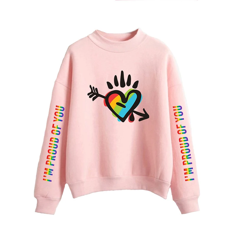 

New High Collar Hoodies LGBT Rainbow Lesbians Gays Love Women Capless Sweatshirts Tops Long Sleeve O-neck Girls Hoodie Pullovers