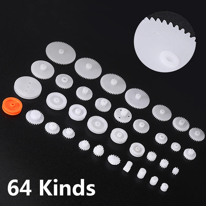 64 вида пластиковых валов однослойные коронные Червячные шестерни колёса M0.5 для