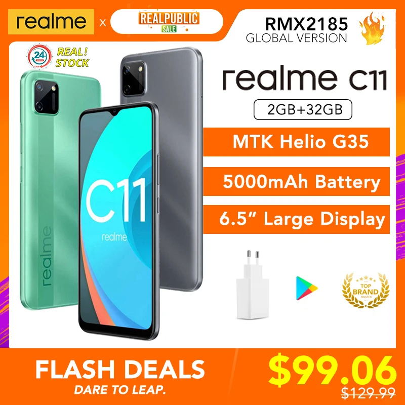 Realme C11 2 Гб Оперативная память 32GB Встроенная глобальная версия Helio G35 5000 мА/ч